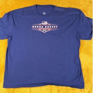 UFC Ronda Rousey Bantamweight Graphic T-Shirt Mens 4XL Navy Blue Cotton MMA Tee